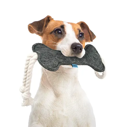 Игрушка для собак Barksi Косточка с канатом S серая - фото 5