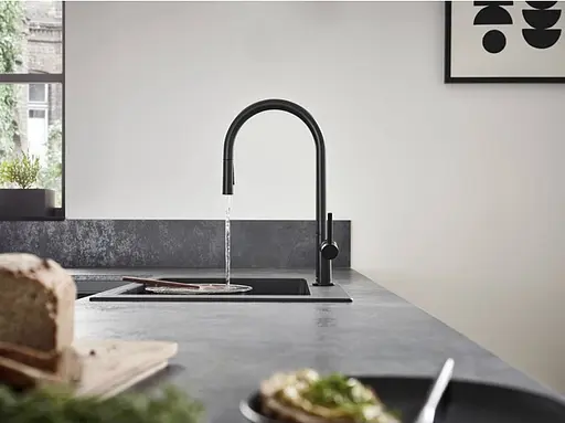 Змішувач Hansgrohe Talis 210 2jet кухонний з витяжним виливом Sbox 72801670 Black Matt Чорний матовий - фото 2