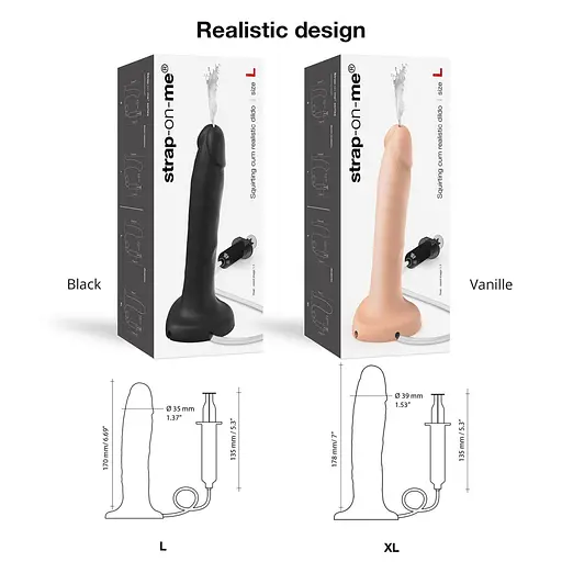 Кончающий фаллоимитатор Strap-On-Me SQUIRTING CUM DILDO REALISTIC Flesh XL - фото 4