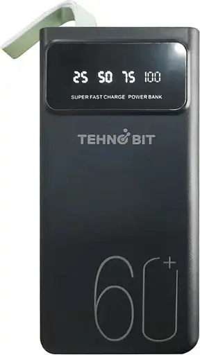 Зовнішній акумулятор Tehno Bit TB-701-60 60000 mAh 2.4 A 2 USB LED ліхтар - фото 1