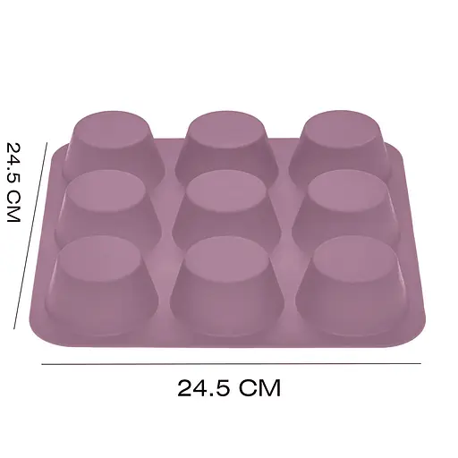 Форма силиконовая на планшете для выпечки кексов и маффинов на 9 ячеек 24.5х24.5х3.5 см, Profsil Розовый 87153 - фото 6