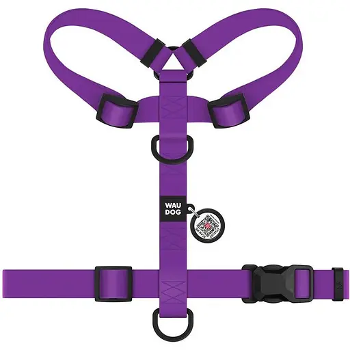 Шлея для собак Waudog Magnet водостійка анатомічна Н-подібна з QR-паспортом, магнітна пряжка-фастекс, L - фото 2