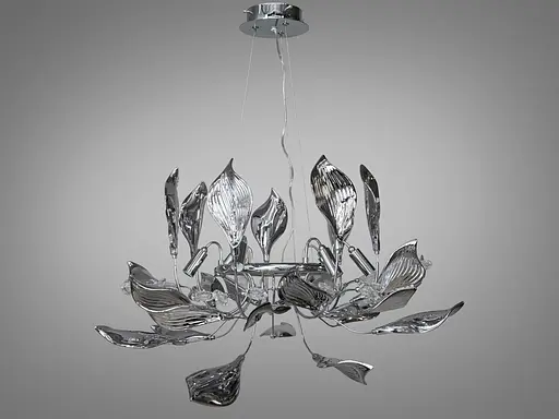 Гармоничная подвесная фарфоровая люстра для кухни, 6 ламп, хром. - фото 2
