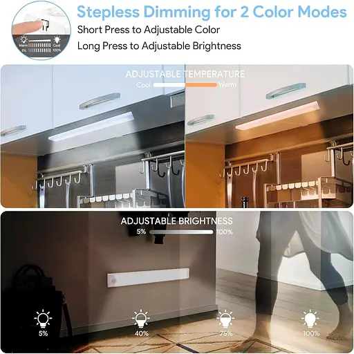 Світлодіодне підсвічування для кухні shirylzee 3 шт. 72 світлодіоди 2000 мАг USB-C - фото 5