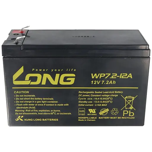 Акумуляторна батарея для ДБЖ Long AGM 12 V / 7.2 А*ч (WP7.2-12A) - фото 1