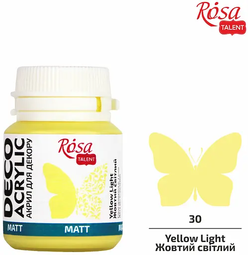 Акрил для декору Жовтий світлий (30) матовий 20 мл Rosa Talent - фото 2
