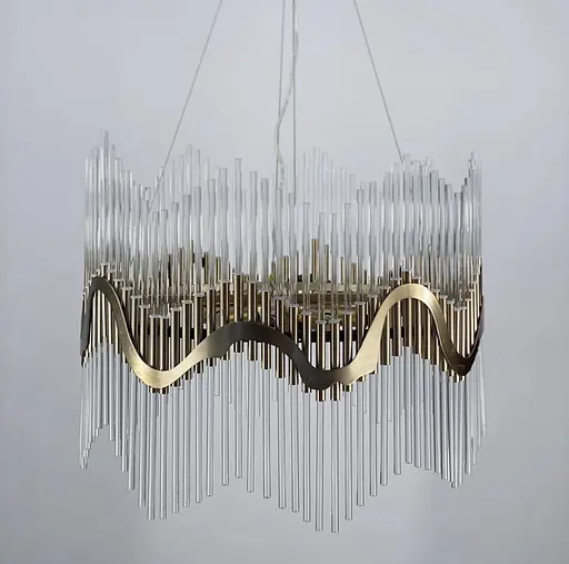 Люстра кольцо с тонкими стеклянными палочками в роскошном бронзовом оттенке Line.F MD 8089-600 - фото 6