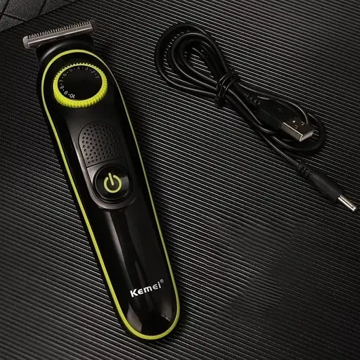 Профессиональная беспроводная машинка Kemei KM-696 для стрижки волос 5в1с USB и LED-дисплеем 5вт Черный - фото 7