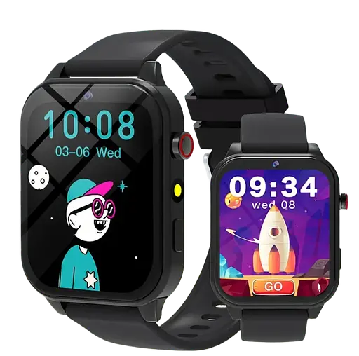 Детские умные часы с камерой, играми, мониторингом сна, шагомером, будильником, фонариком и др. Черные - фото 1