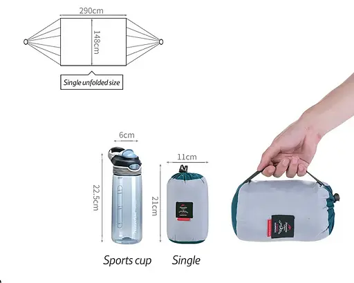 Туристический одноместный гамак Naturehike (до 150 кг) Оранжевый - фото 4