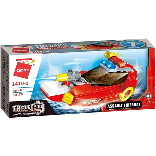 Детский конструктор Пожарная техника Qman 1410 в коробке Assault Fireboat - фото 1