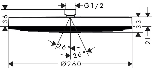 Верхний душ Hansgrohe Pulsify 260 1jet Chrome 24140000, Хром - фото 2