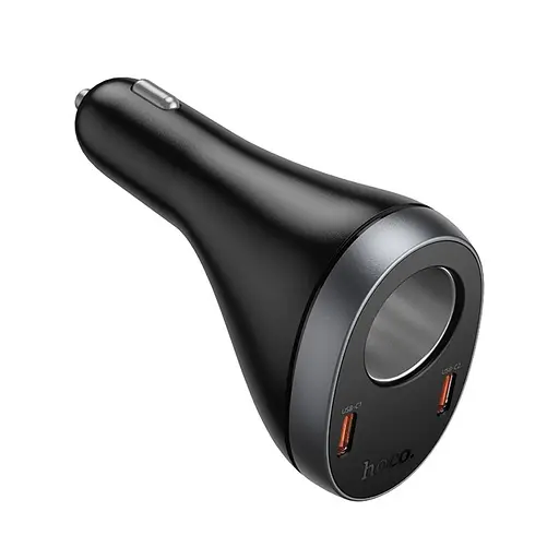 Автомобильное зарядное устройство Hoco Z61А USB/2 Type-C PD 60W с разъемом прикуривателя и черным дисплеем - фото 4