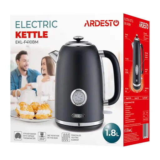 Ardesto Електрочайник EKL-F410BG 1.8 л 2200 Вт strix контроль нерж. сталь індикатор температури чорний - фото 10