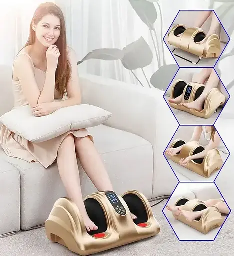 Массажер для ног (роликовый, компрессионный массаж, вибрация, прогрев) Benbo АМ-04 Золотистый - фото 2