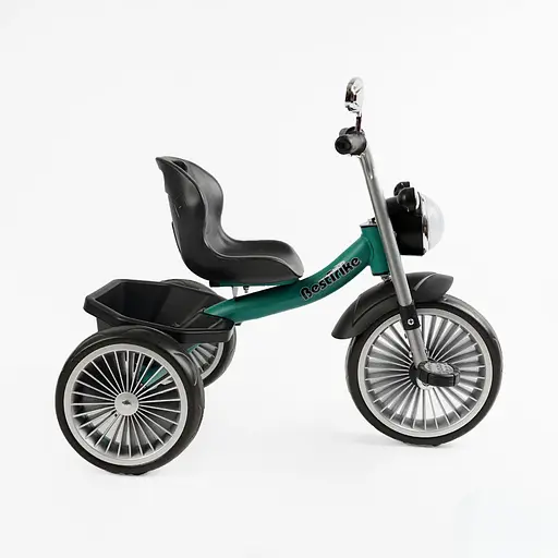 Трехколесный велосипед Best Trike BS-65010 с музыкальной фарой и корзиной зеленый - фото 2