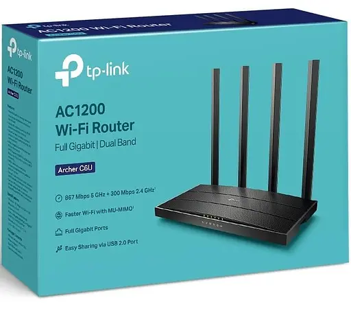 Роутер TP-Link Archer C6U AC1200 Black 802.11ac (Archer-C6U) - фото 4