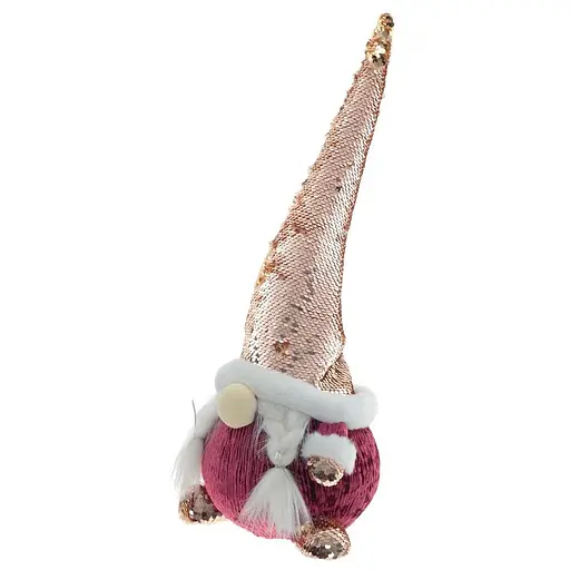 Мягкая новогодняя игрушка BonaDi Гном девочка 50 см Фигурка декоративная Пурпурная - фото 2