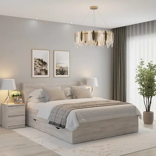 Ліжко двоспальне MebelStar Адель з ящиками 160x200 см Аляска сірий (MBS-1025)