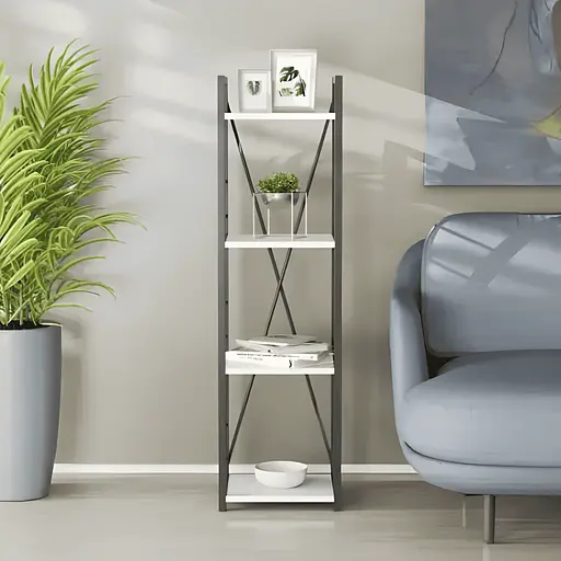 Этажерка 4/34 Ferrum-decor Серии Коннект 120x34x28 черный ДСП Белый 16мм (FRD-104272)