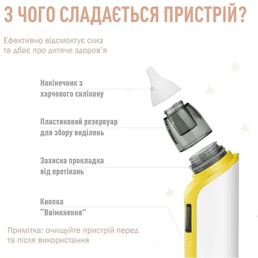 Назальний аспіратор соплевідсмоктувач Medica+ Nose Cleaner 6.0 yellow - фото 4