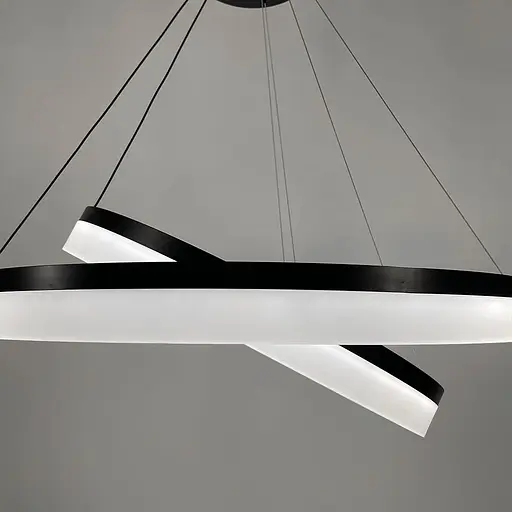 Современная подвесная LED люстра в черном каркасе на два кольца 80 и 60 см Ст. M 2702-800+600 BK Line F - фото 5