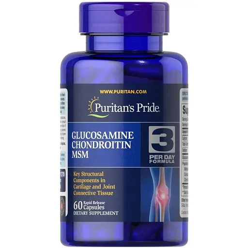 Препарат для суглобів і зв'язок Puritan's Pride Chondroitin Glucosamine MSM 3 Per Day Formula, 120  капсул
