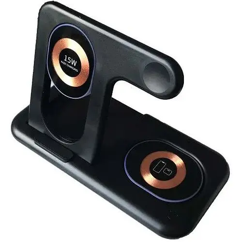 Зарядний пристрій 4 IN1 Y36 (iPhone, iWatch, AirPods,Night light) 15W FAST ORIGINAL чорний - фото 1