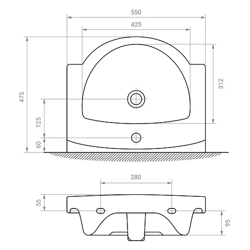 Тумба для підлоги RJ Roft-L з умивальником Freja L71955000 55 см Білий RJFU043-0155WHSET(RJFU043-0155WH+L71955000) Білий - фото 3