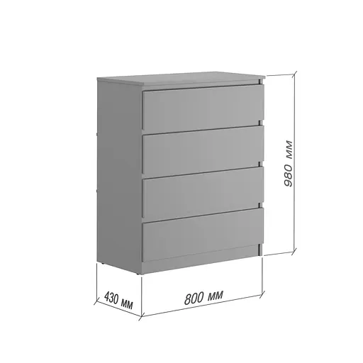Комод в спальню MebelStar Нео 4Ш 80x43x98 см Аляска белый (MBS-1070) - фото 4