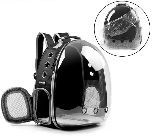 Рюкзак-переноска для тварин до 5 кг 42*23*37 см Чорний колір - фото 2