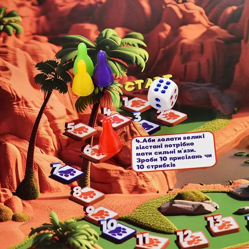 Настільна гра "Діно Патруль" 30645 ігрове поле 4 фішки - фото 2