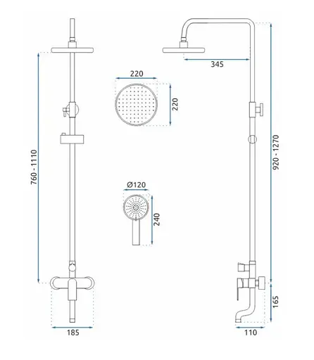Душова система Rea Verso Black з виливом REA-P9145, Чорний матовий - фото 9