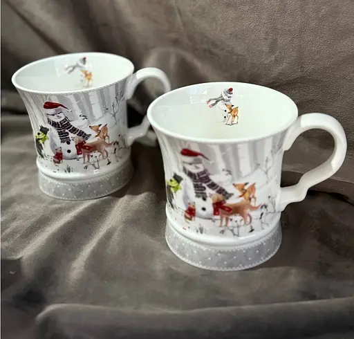 Чайный набор 2 чашки R36266 Друзья Снеговика керамика в подарочной упаковке 280 мл Белая - фото 3