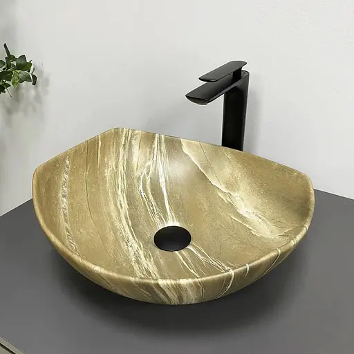 Умивальник VBI Ronta коричневий камінь матовий накладний VBI-017303, Мармур - фото 1