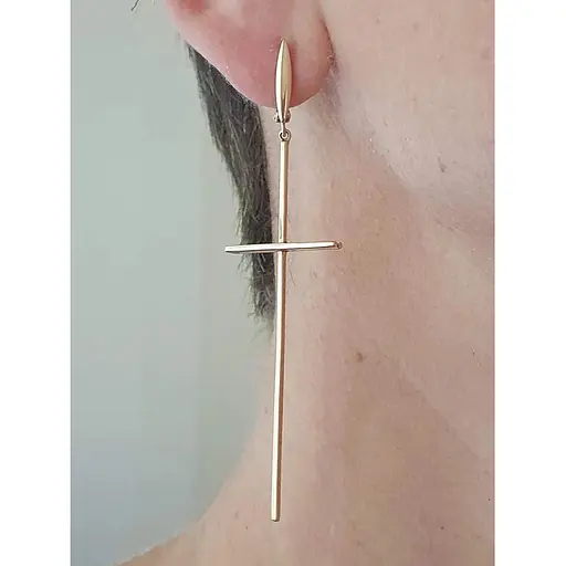 Золоті сережки Платон Хрестики. 1С283/00Б - фото 2