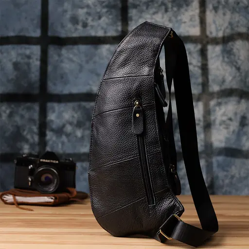 Чоловіча сумка через плече із зернистої натуральної шкіри Vintage 15х35х3 см sum0027486 - фото 10