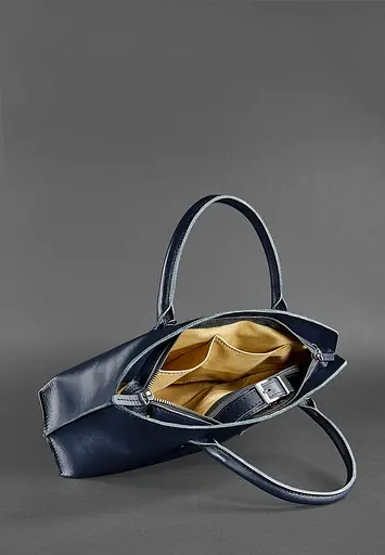 Жіноча шкіряна сумка Midi темно-синя - фото 6