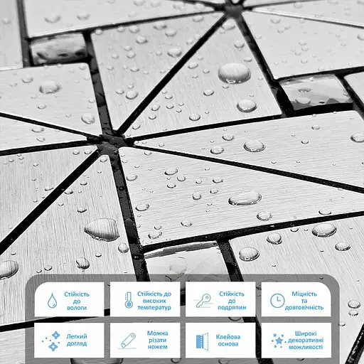 Самоклеюча алюмінієва плитка 300x300x3 мм Срібло зі стразами SW-00001325 - фото 4