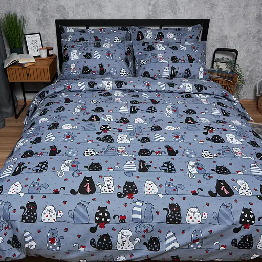 Пододеяльник Moon&Star Бязь Gold Люкс Feline Fun Полуторный Евро 160x220 см - фото 2