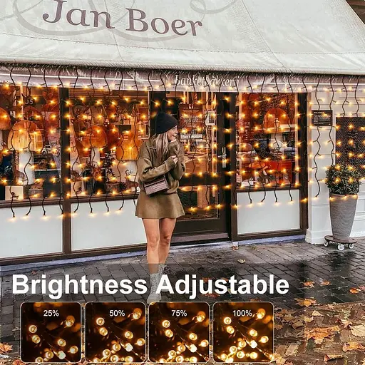 Солнечные светодиоды Navidad Luces de Hadas de Cortina, 6x1M 600 LED Cortina de Luces, 8 Modos Регулируемые IP44 - фото 3