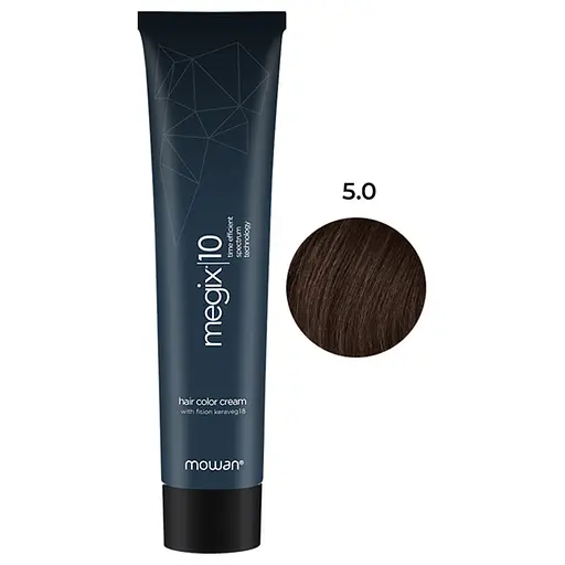 Професійна фарба для волосся з низьким вмістом аміаку Megix10 Mowan 5.0 світло-коричневий 100 мл - фото 1
