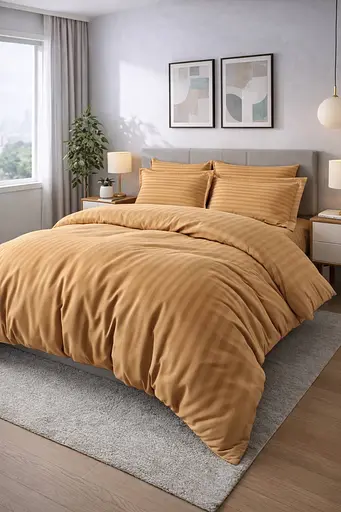 Комплект постельного белья полуторный 160х220 сатин коричневый TC303376194 - фото 1