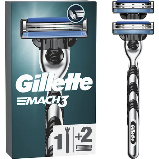 Станок для гоління Gillette Mach3 з 2 змінними картриджами чоловічий - фото 1