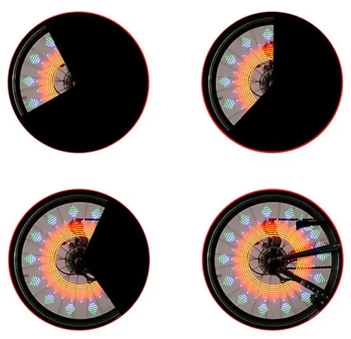 Велосипедная разноцветная светодиодная подсветка колес велосипеда Spoke light 16 LED 32 вело узора - фото 3