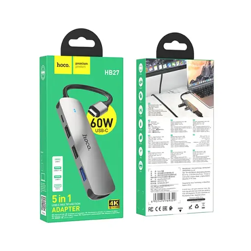 Перехідник Hoco Hub HB27 Type-C to HDTV + USB 3.0 + USB 2.0 x 2 + PD - фото 7