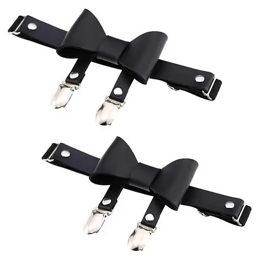 Гартер на 2 ноги з підв'язками для панчох і бантиком 2 шт Чорний - фото 2