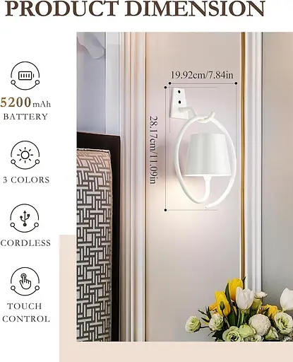 Бездротовий настінний світильник 3 кольори безступінчасте затемнення - фото 2