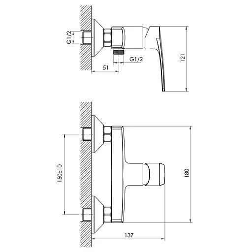 Змішувач для душа хром Imprese Kampa 15285 Хром - фото 2