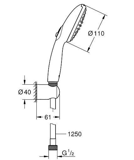 Душовий гарнітур Grohe Tempesta 2 режими струменя 110 26164003, Хром - фото 7